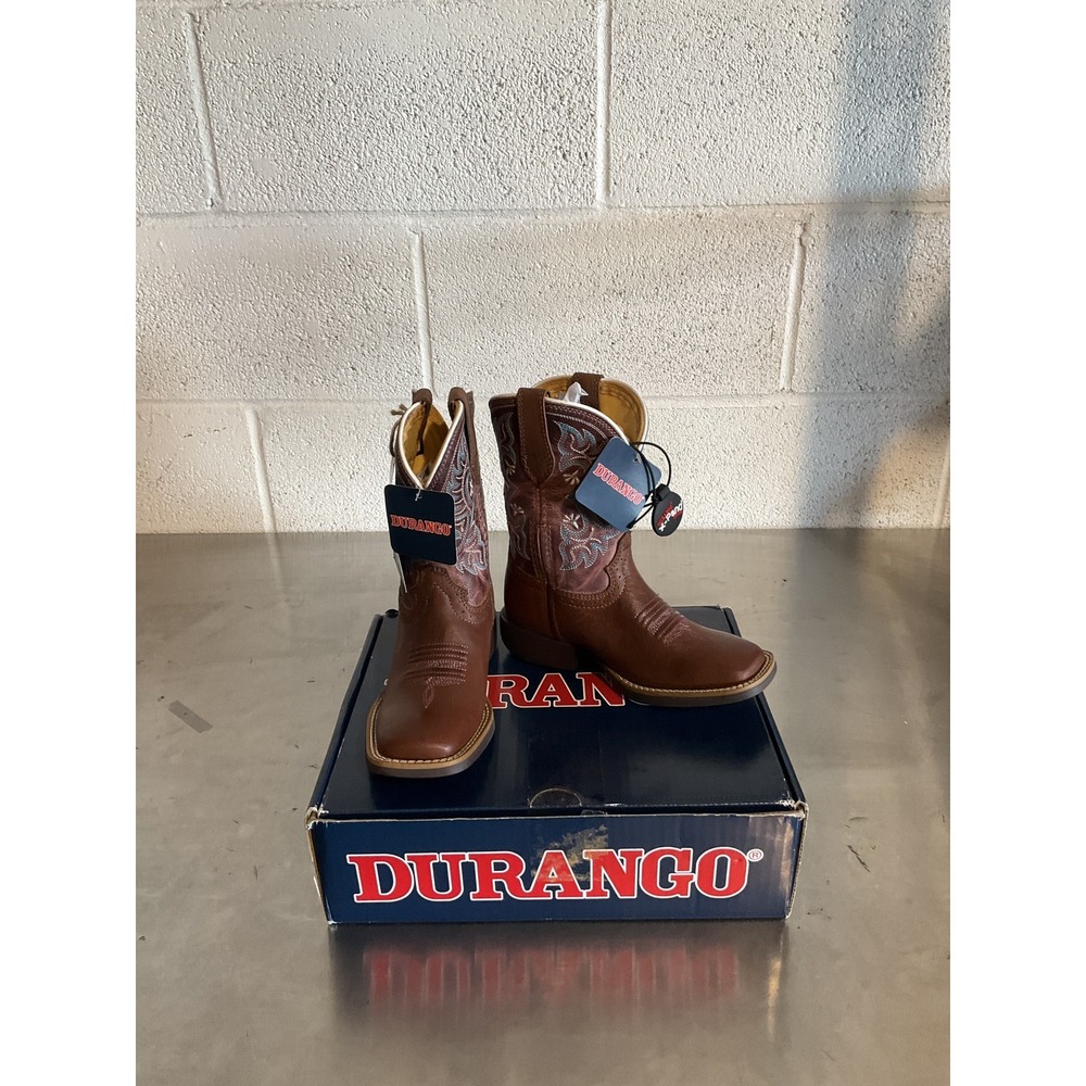 Durango Shyloh Western Boot Little Kids 12 Rusty Brown Dusty Rose Cowboy Boot
